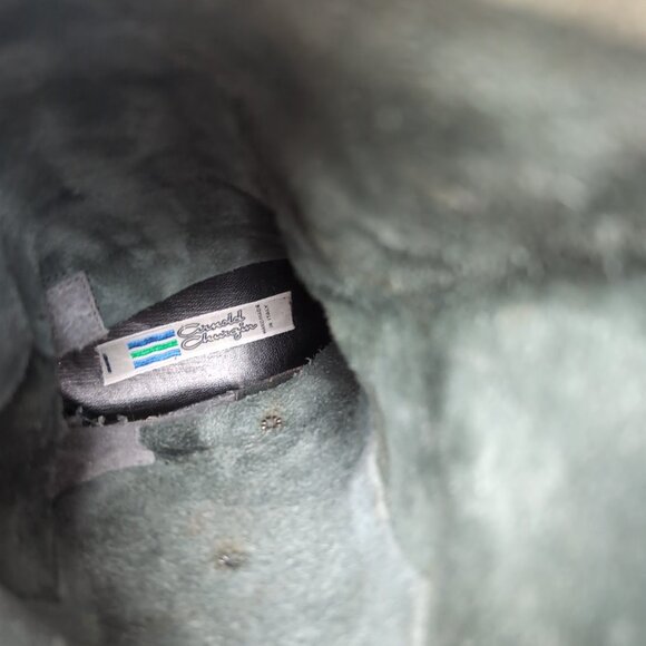 Arnold Churgin Dark Green Leather Slip On Star Embellishment Boots Women Size 37 - Picture 5 of 7